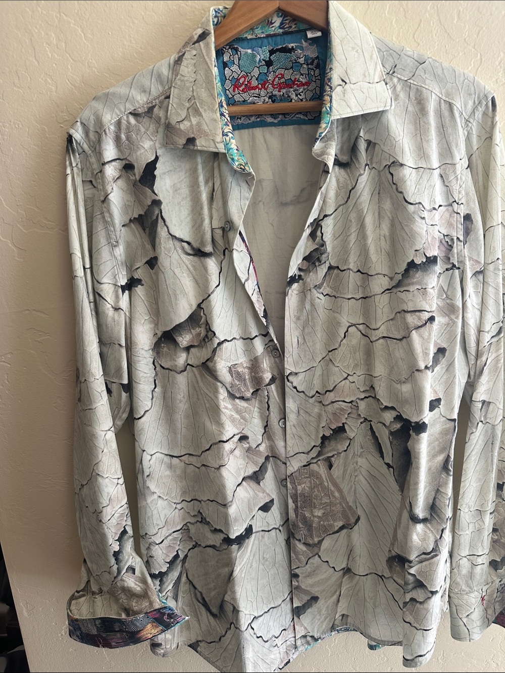 Robert Graham Light Gray Crackle-Print Button-Down Shirt